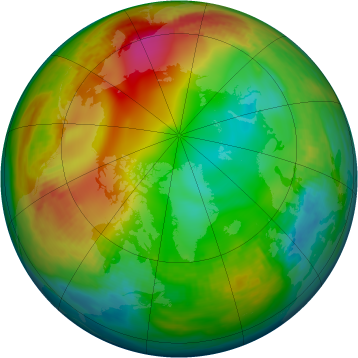 Arctic ozone map for 03 January 1982